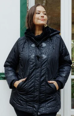 Toscane Boutique Parkas & Impers|Doudoune avec imprimé léopard NOIR