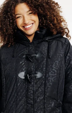 Toscane Boutique Parkas & Impers|Doudoune avec imprimé léopard NOIR