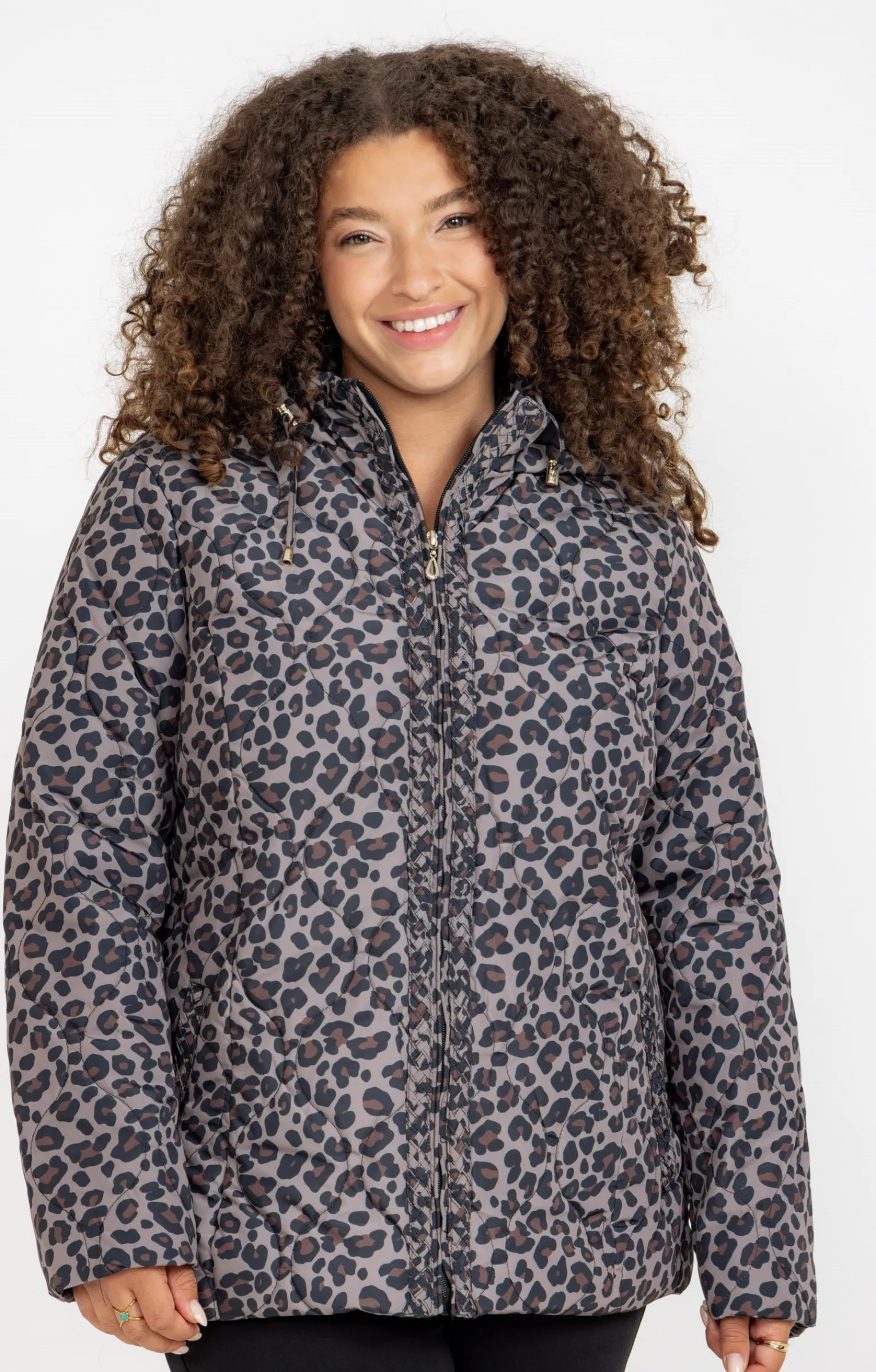 Toscane Boutique Parkas & Impers|Doudoune imprimé léopard CHATAIGNE
