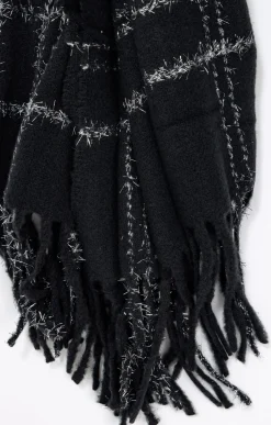 Toscane Boutique Accessoires|Echarpe chaude à carreaux brillants NOIR