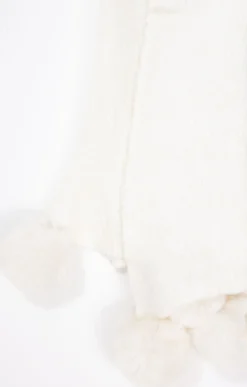 Toscane Boutique Accessoires|Echarpe chaude à pompons ECRU