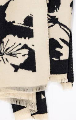 Toscane Boutique Accessoires|Echarpe chaude florale NOIR