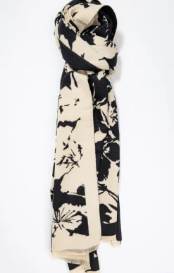 Toscane Boutique Accessoires|Echarpe chaude florale NOIR