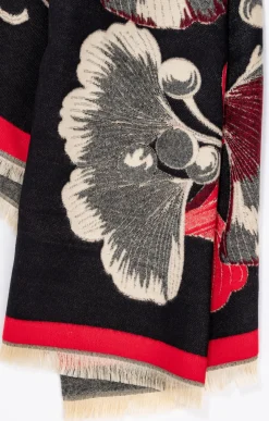 Toscane Boutique Accessoires|Echarpe chaude imprimé ginkgo ROUGE