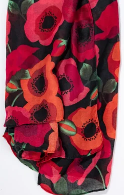 Toscane Boutique Accessoires|Foulard imprimé coquelicots ROUGE