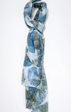 Toscane Boutique Accessoires|Foulard imprimé ginkgo INDIGO