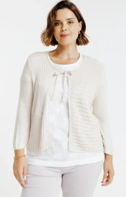 Toscane Boutique Pulls & Cardigans|Gilet à nouer avec fil lurex SABLE