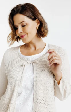 Toscane Boutique Pulls & Cardigans|Gilet à nouer avec fil lurex SABLE