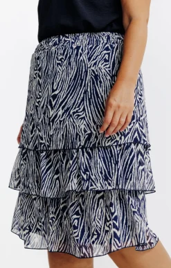 Toscane Boutique Jupes|Jupe à volants imprimé zébré MARINE
