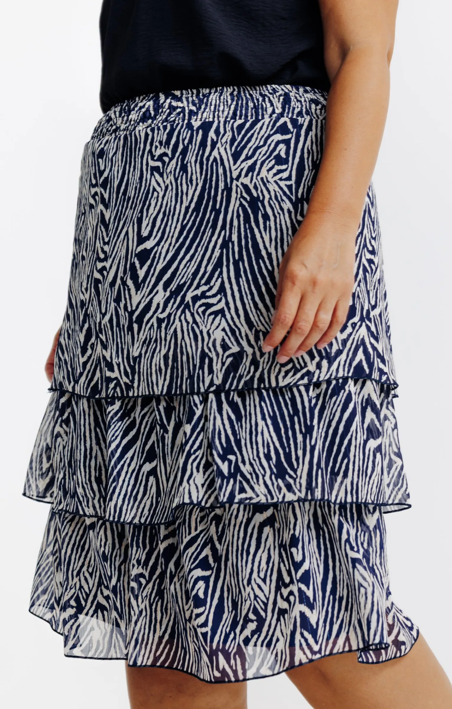 Toscane Boutique Jupes|Jupe à volants imprimé zébré MARINE