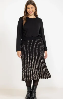 Toscane Boutique Jupes|Jupe chaude en maille imprimé léopard NOIR