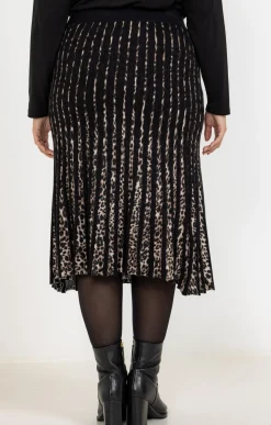 Toscane Boutique Jupes|Jupe chaude en maille imprimé léopard NOIR