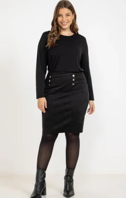 Toscane Boutique Jupes|Jupe courte et droite suédine NOIR