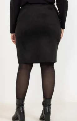 Toscane Boutique Jupes|Jupe courte et droite suédine NOIR