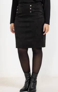 Toscane Boutique Jupes|Jupe courte et droite suédine NOIR