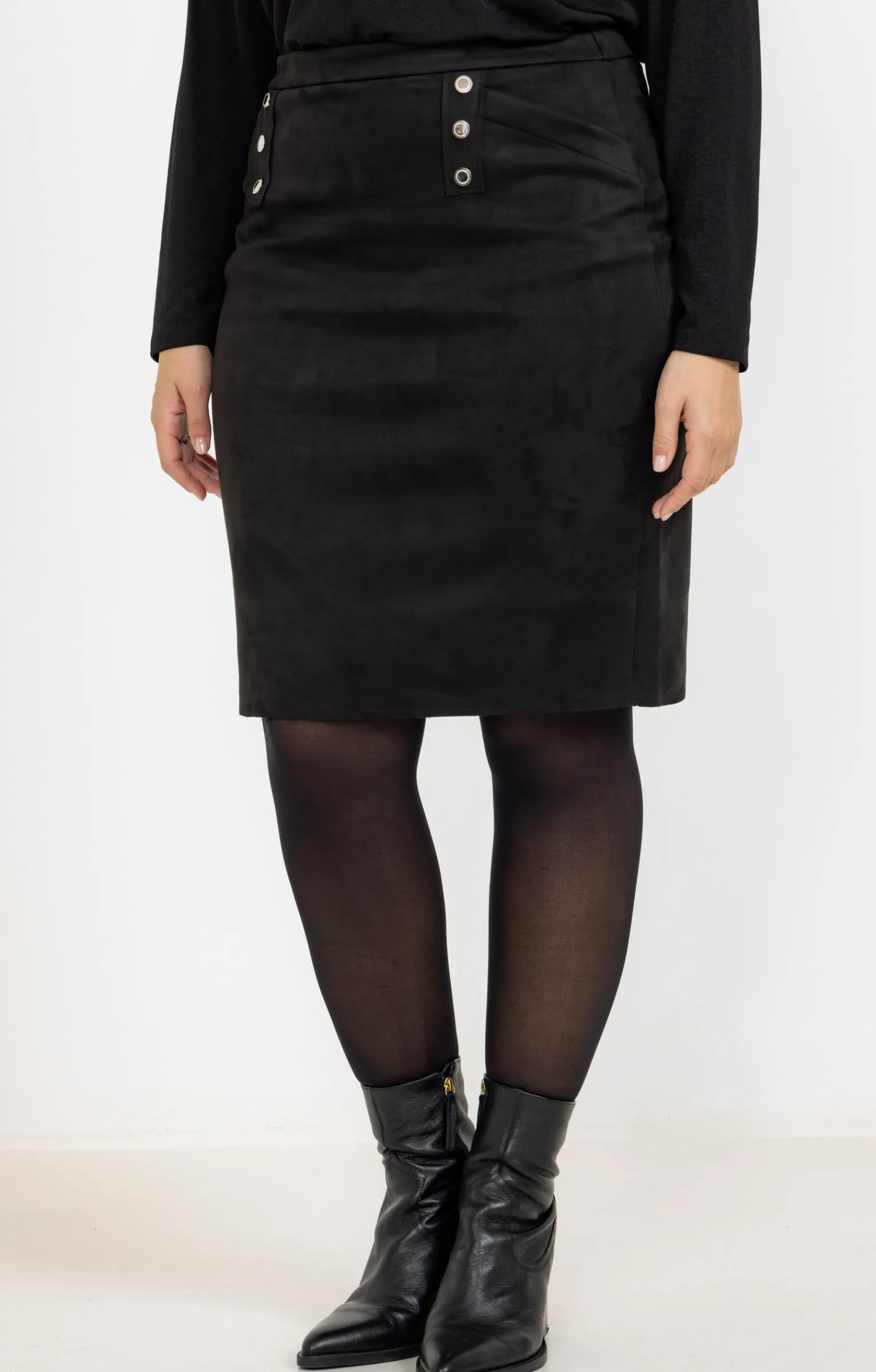 Toscane Boutique Jupes|Jupe courte et droite suédine NOIR