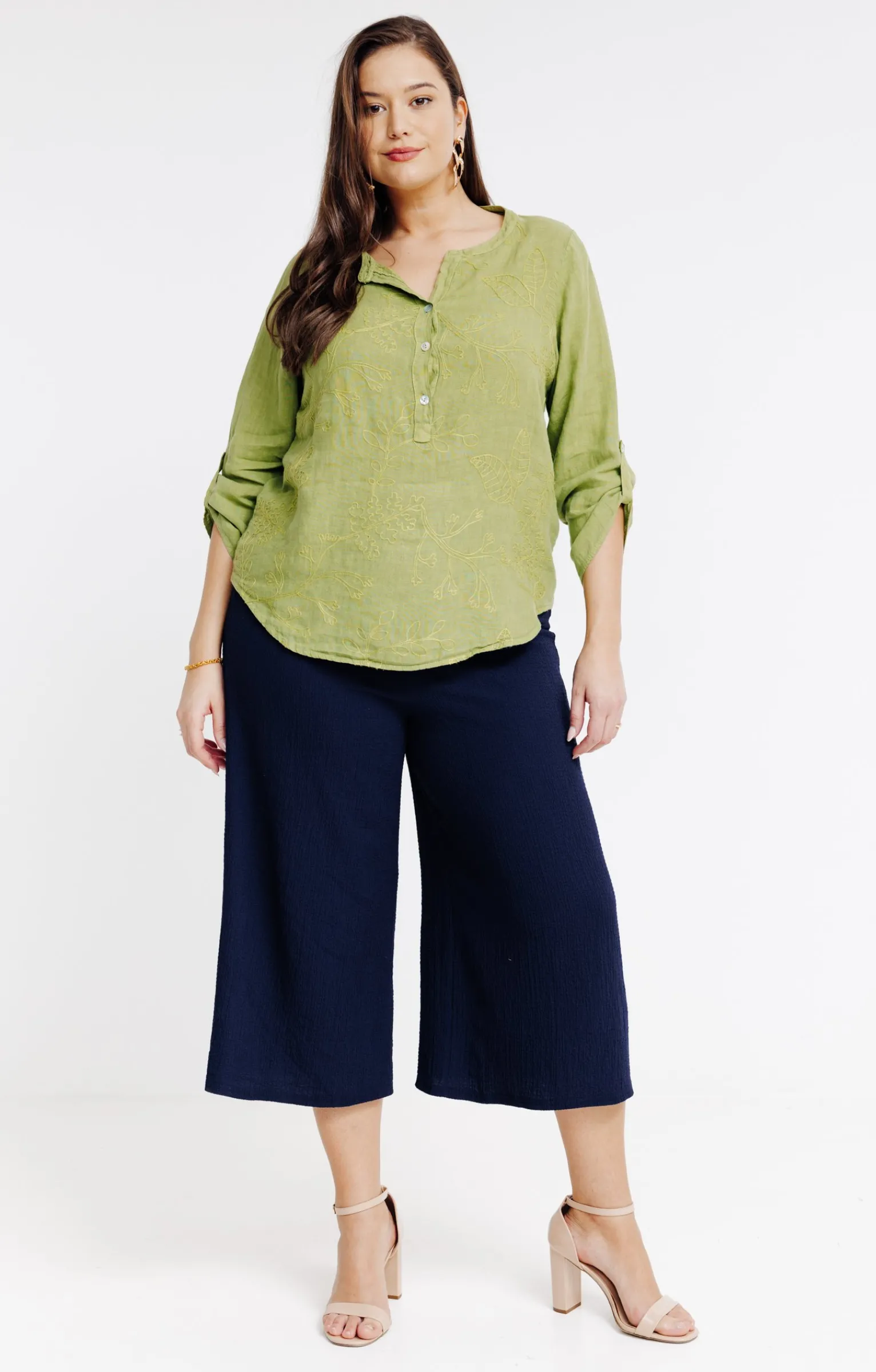 Toscane Boutique Jupes|Jupe culotte 4 boutons ancre ton sur ton MARINE