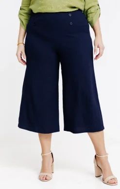 Toscane Boutique Jupes|Jupe culotte 4 boutons ancre ton sur ton MARINE