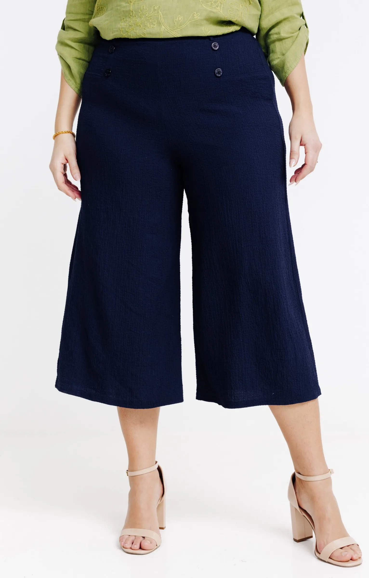 Toscane Boutique Jupes|Jupe culotte 4 boutons ancre ton sur ton MARINE
