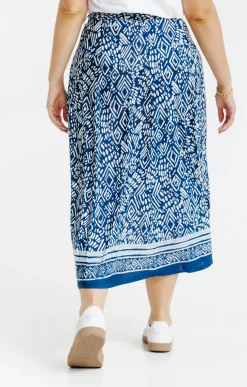 Toscane Boutique Jupes|Jupe en maille à imprimé ikat MARINE