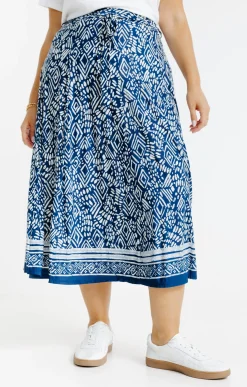 Toscane Boutique Jupes|Jupe en maille à imprimé ikat MARINE