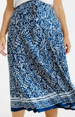 Toscane Boutique Jupes|Jupe en maille à imprimé ikat MARINE