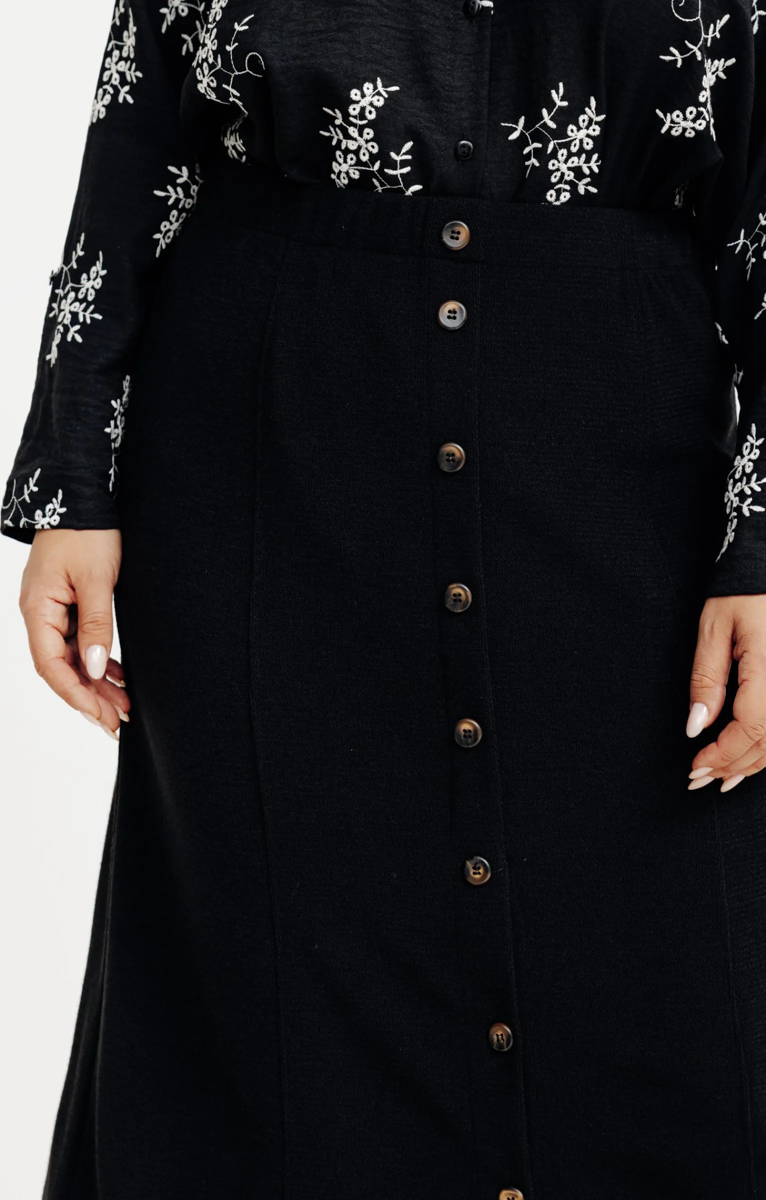 Toscane Boutique Jupes|Jupe en maille unie à boutons NOIR