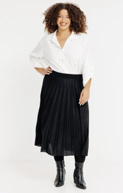 Toscane Boutique Jupes|Jupe en maille unie plissée NOIR