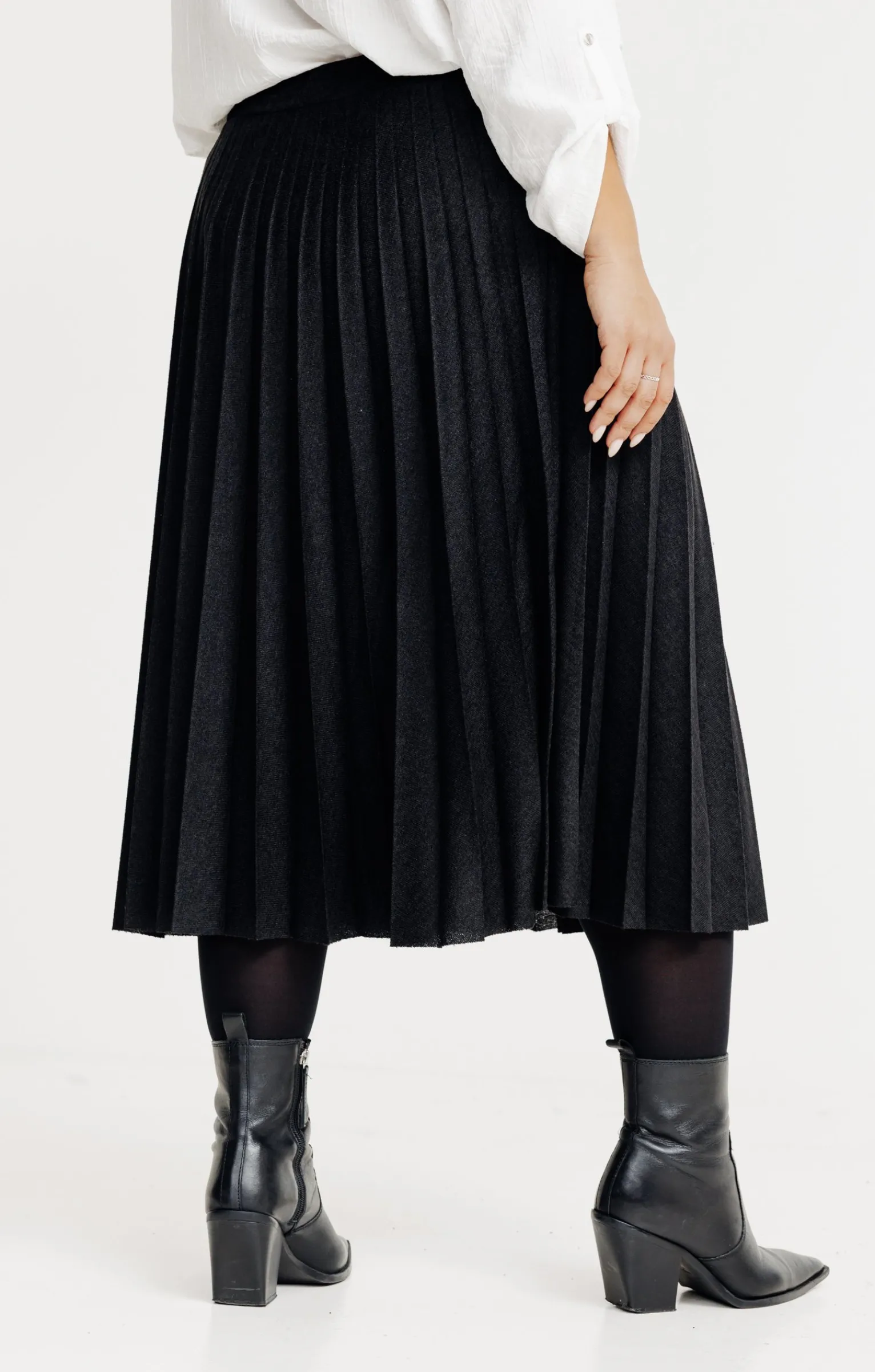 Toscane Boutique Jupes|Jupe en maille unie plissée NOIR