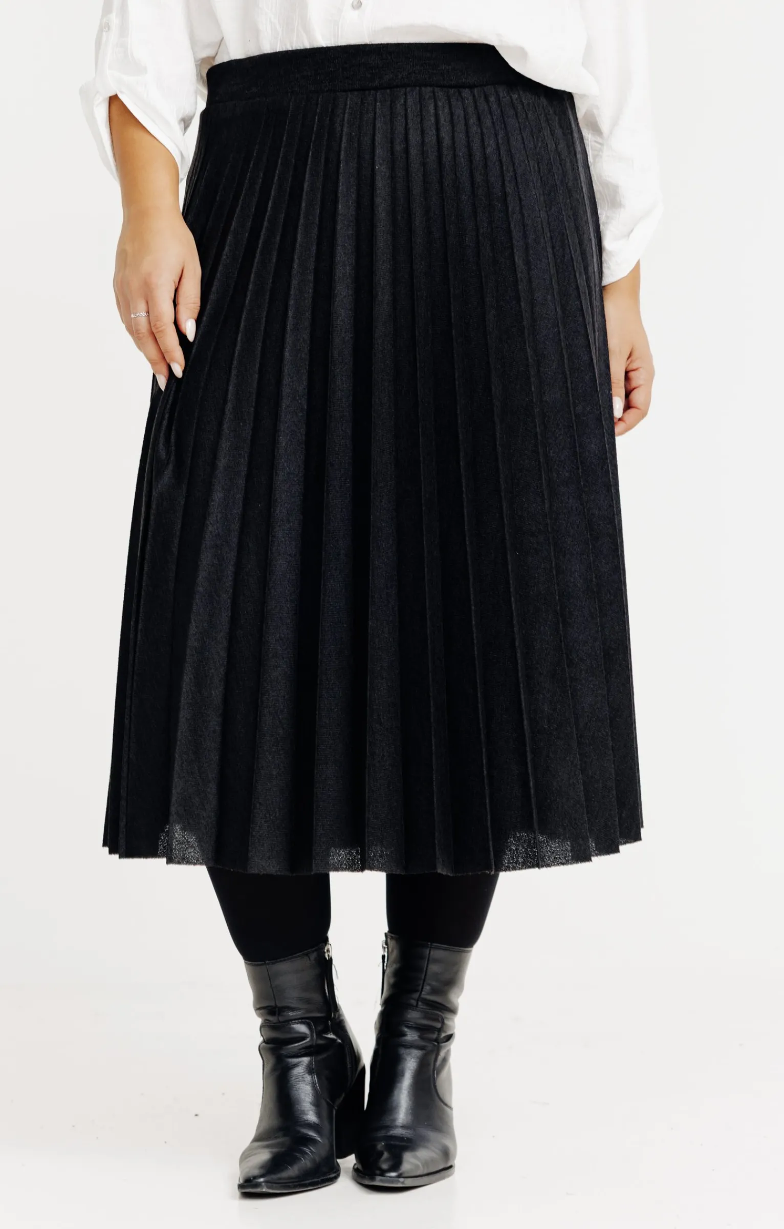 Toscane Boutique Jupes|Jupe en maille unie plissée NOIR