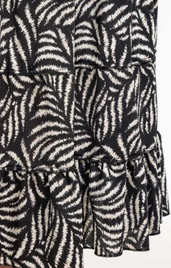 Toscane Boutique Jupes|Jupe fluide à volants imprimé fougère NOIR