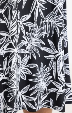 Toscane Boutique Jupes|Jupe longue en maille imprimé palmier NOIR