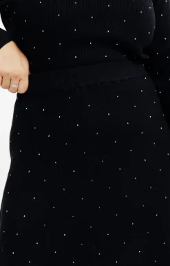 Toscane Boutique Jupes|Jupe maille chaude strass all over NOIR