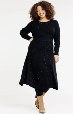 Toscane Boutique Jupes|Jupe maille chaude strass all over NOIR