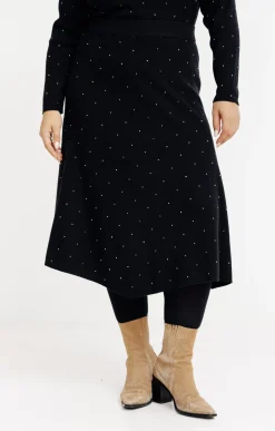 Toscane Boutique Jupes|Jupe maille chaude strass all over NOIR