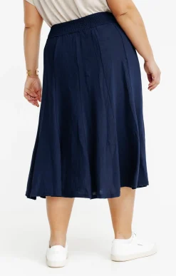 Toscane Boutique Jupes|Jupe évasée crochet ceinture MARINE