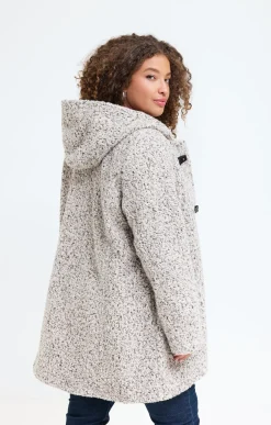 Toscane Boutique Manteaux|Manteau à capuche en bouclette BEIGE