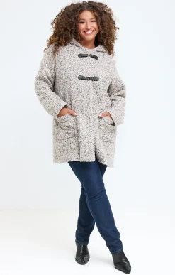 Toscane Boutique Manteaux|Manteau à capuche en bouclette BEIGE