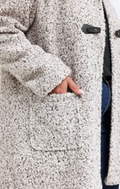 Toscane Boutique Manteaux|Manteau à capuche en bouclette BEIGE