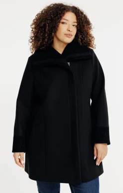 Toscane Boutique Manteaux|Manteau avec flockage léopard NOIR