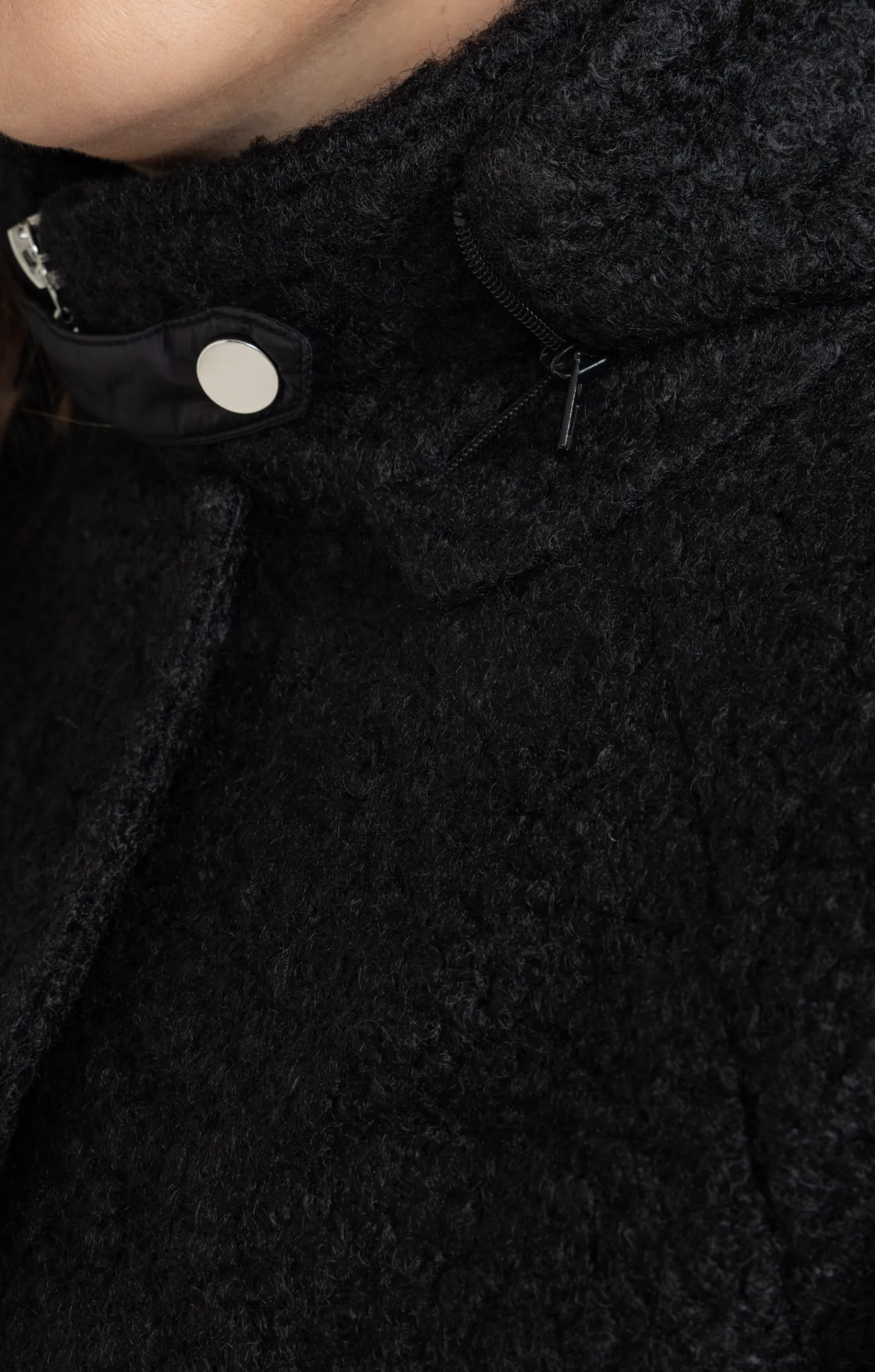 Toscane Boutique Manteaux|Manteau bi-matière avec capuche NOIR