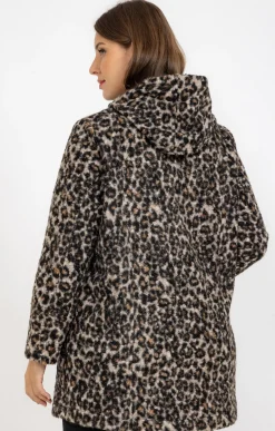 Toscane Boutique Manteaux|Manteau bouclette imprimé léopard BEIGE