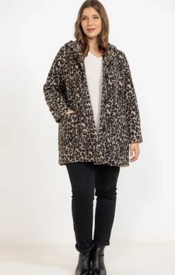 Toscane Boutique Manteaux|Manteau bouclette imprimé léopard BEIGE