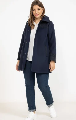 Toscane Boutique Manteaux|Manteau pacth avec capuche MARINE
