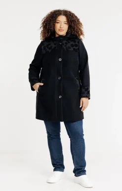Toscane Boutique Manteaux|Manteau patch avec capuche NOIR