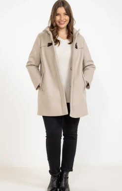 Toscane Boutique Manteaux|Manteau uni à capuche BEIGE