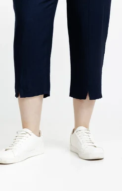 Toscane Boutique Pantalons|Pantacourt droit boutons fleurs MARINE