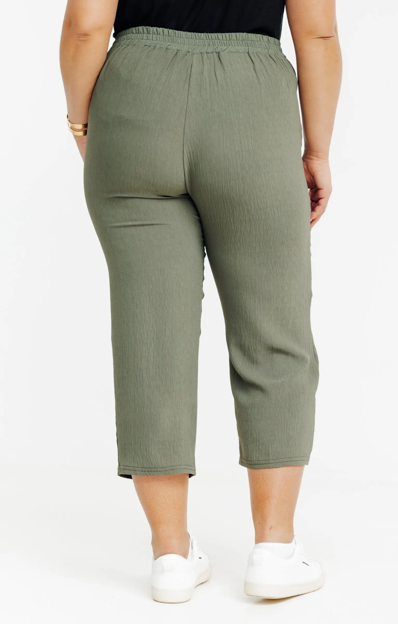 Toscane Boutique Pantalons|Pantacourt fluide boutons nacre TILLEUL