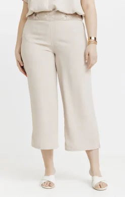 Toscane Boutique Pantalons|Pantacourt fluide ceinture macramé SABLE