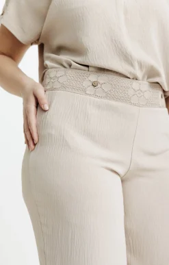 Toscane Boutique Pantalons|Pantacourt fluide ceinture macramé SABLE